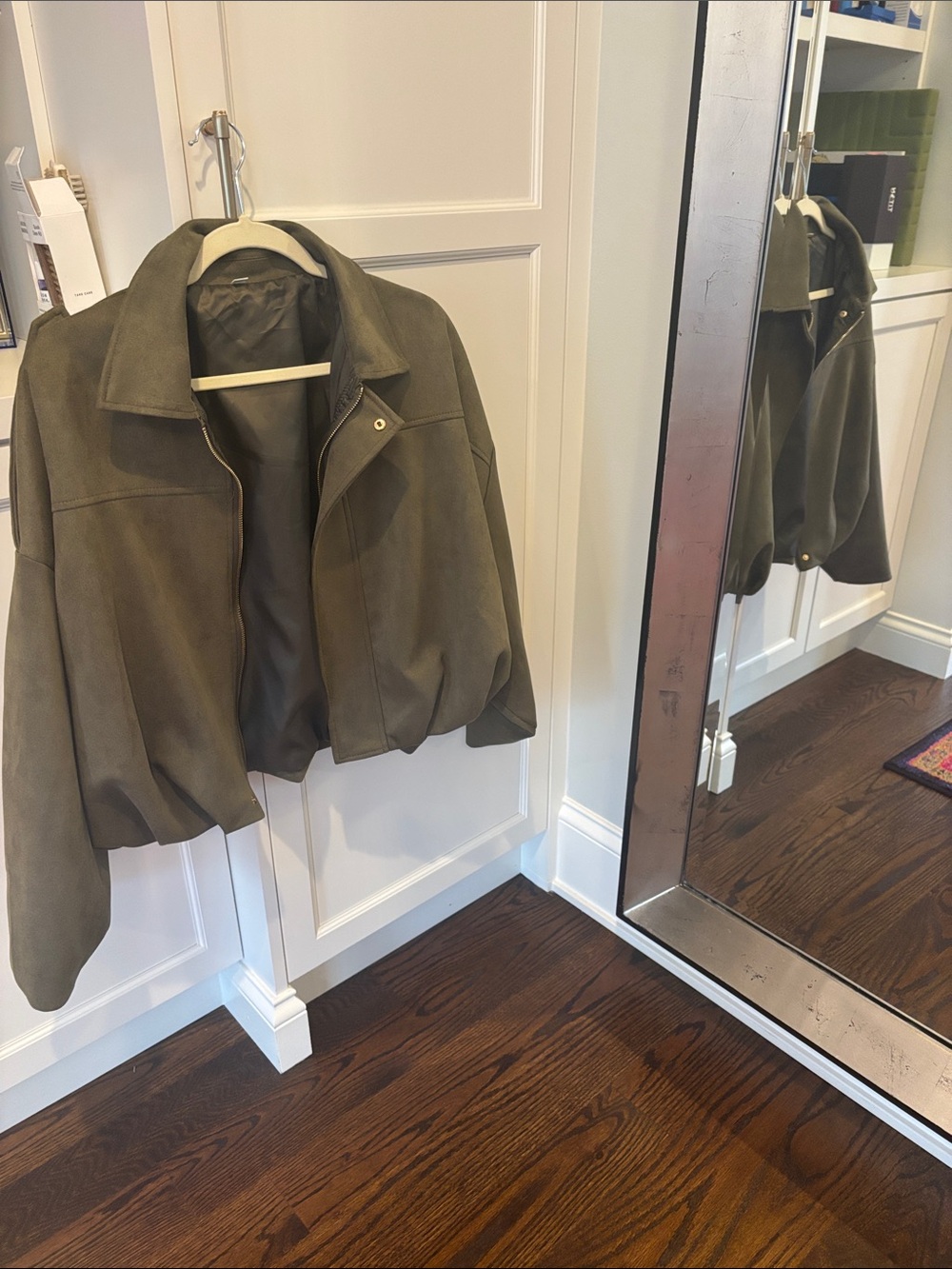 Olive Green Suede Cropped Jacket